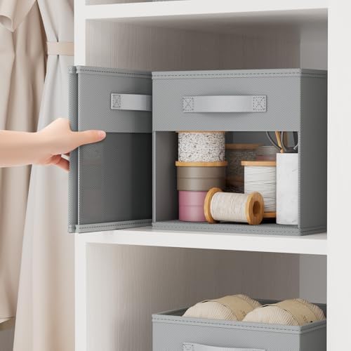 DIMJ Storage Cubes, Cube Oganizer Bin, 12 Pack Foldable Containers with Window, Closet Storage Bins with Handle, 12x 12 inch Storage Boxs for Clothes, Toys, Books (Grey) - Image 4