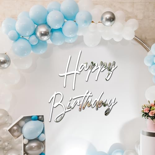 Yousoontic Happy Birthday Sign for Backdrop, 23 x 20 Inch, Classic, Silver - Image 4
