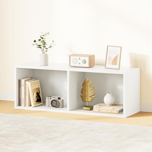 IOTXY DIY Modular Cubby Bookcase - Stackable 2-Cube Open Bookshelf, White - Image 2
