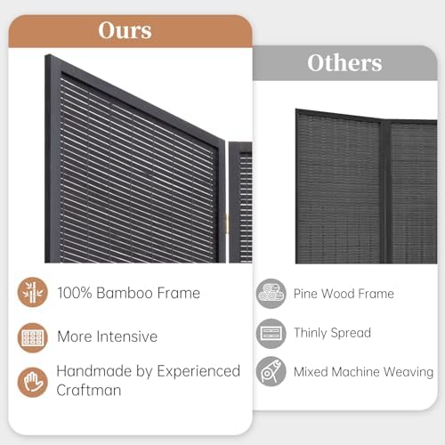 Room Divider Folding Privacy Screens,Hand-Made Natural Bamboo Room Dividers - Image 2