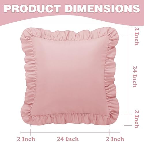 KKJIAF 2 Pack Ruffle Pillow Cases 24x24 Inches, Light Pink - Image 3