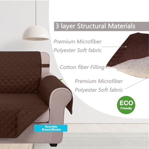 U-NICE HOME Large Sofa Cover Reversible Couch Cover for Dogs, Brown - Image 4
