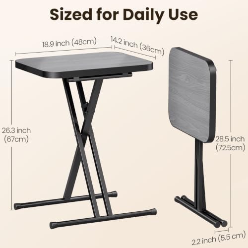 Kitstorack Folding TV Tray Tables Set of 2, No Assembly, Rounded Metal Rims - Image 2