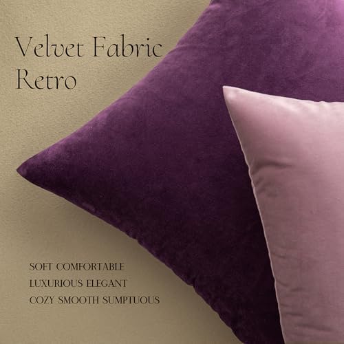 MIULEE 24x24 Inch Pack of 2 Euro Velvet Throw Pillow Covers Eggplant Purple - Image 4