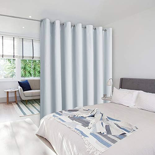 NICETOWN Ceiling Curtains, Room Divider Curtain Screen Partition, Vertical Blind for Sling Door, Blackout Window Curtain, Privacy Blind for Patio (Greyish White, Single Panel, 8.3ft Wide x 10ft Long) by NICETOWN