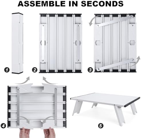 Small Folding Camping Table, Mini Low Portable Beach Tables, White - Image 4