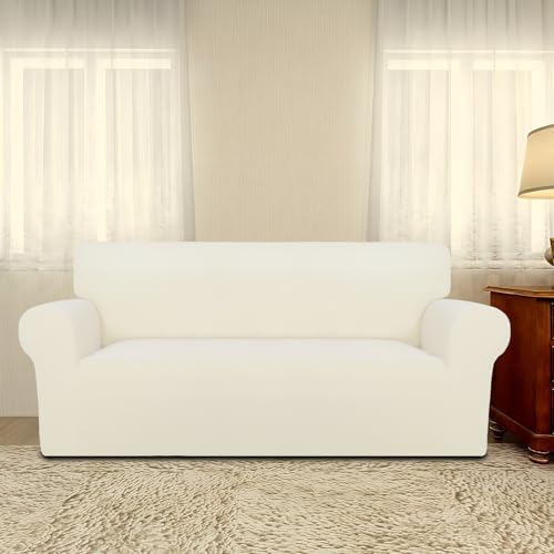 PureFit Stretch Oversized Loveseat Covers Couch Covers for Sofa Ivory - Image 2