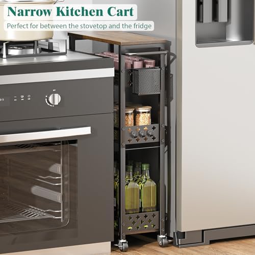 XYZLVSI 4 Tier Slim Storage Cart Laundry Room Organizer for Small Space - Image 3