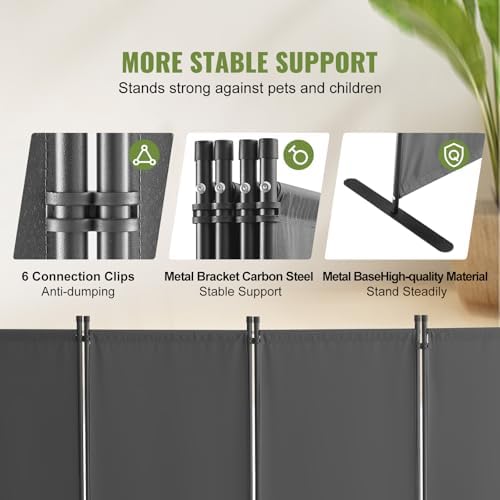 VEVOR Room Divider, 4 Panel Room Dividers and Folding Privacy Screens, Fabric Partition Room Dividers for Office, Bedroom, Dining Room, Study, Freestanding, Grey - Image 3