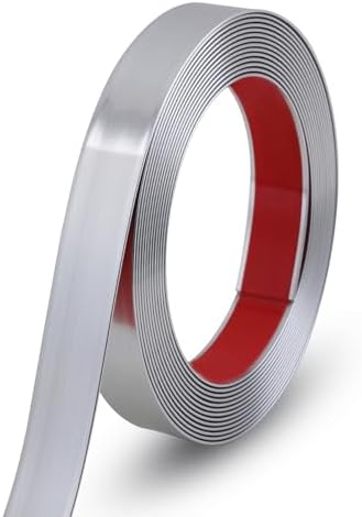 Gaahing 196.8" x 1" Brushed Silver Molding & Wall Trim, Flexible Peel and Stick Decorative Strip for Tile, Mirror, Ceiling, Floor, Panel, Cabinet by Getallthemoldingtrimsyoulike