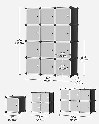 SONGMICS 12 Cube Storage Organizer with doors，Plastic stackable cube shelf - Image 3