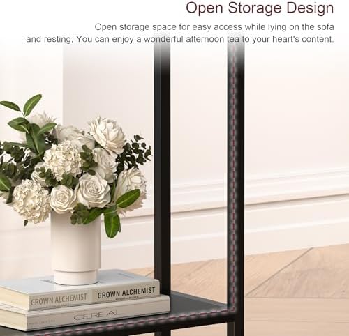 Narrow Side Table Set of 2 for Small Space, 2-Tier Slim End Table, Thin Nightstand, Skinny Snack Couch Table, Sofa Bedside Table in Living Room, Bedroom, Study, Kitchen and Balcony (Black) - Image 6