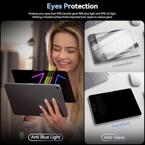 Privacy Screen Protector Compatible with iPad Pro 11 Inch M4/M5 (2024/2025 5/6th Gen), Anti Glare Blue Light Spy Filter Private, High Sensitive Bubble-Free Easy Install Black Security Screen Shield - Image 3