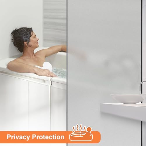 Frosted Window Privacy Film Glass Window Film Sun Blocking, Static Clings Removable Frosting Bathroom Door Window Covering, White,11.8 Inch x 78.7 Inch - Image 4