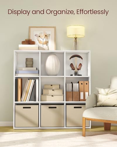 VASAGLE Bookshelf, 9 Cubes Storage Organizer, 38.6 x 9.4 x 38.6 Inches - Image 4