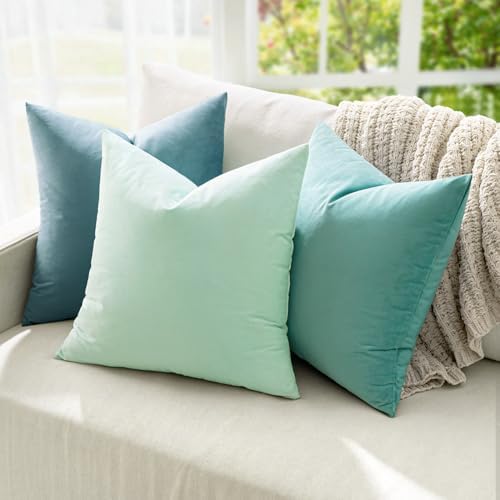 MIULEE Velvet Throw Pillow Covers 18x18 Inch Pack of 2 Aqua Green - Image 4