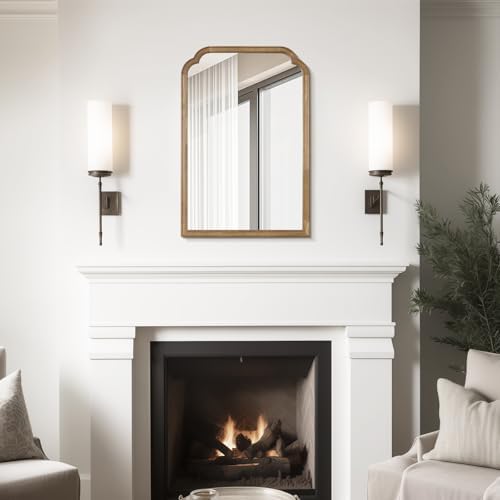WallBeyond Wood Bathroom Mirrors for Wall Mounted, 24" x 36" Rustic Wood Frame Wall Mirrors Decorative for Living Room or Bedroom Vanity Mirror, Honey-Colored - Image 4