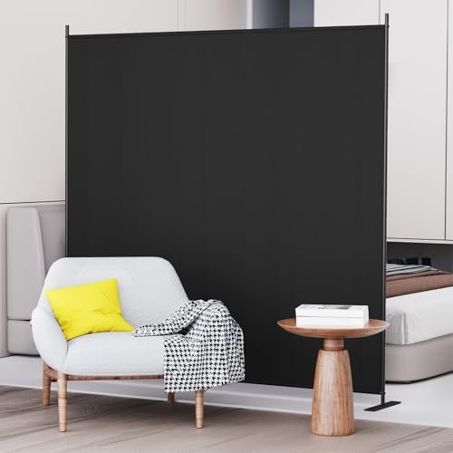 C-Hopetree 1 Panel Room Divider, 6 Ft Tall Indoor Folding Privacy Screen, Portable Partition Separator, Freestanding Separation Temporary Wall for Office, Bedroom, 71" W X 71" H, Black by C-Hopetree