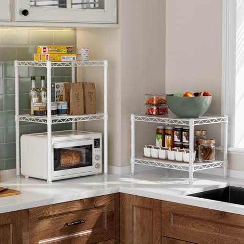 Golpart Small 2 Tier Shelves Storage Wire Shelving Unit Metal Shelf Gasket - Image 2