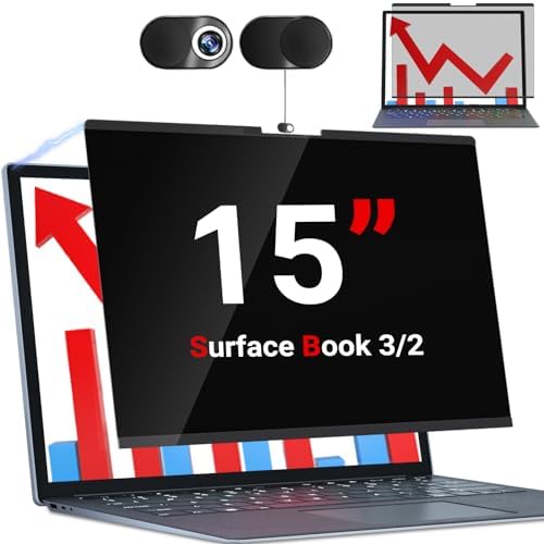 ZOEGAA Privacy Screen for 15 inch Surface Book 3/2/1,Magnetic Removable Touchable Privacy Filter for Surface Book 15inch Screen Protector,Anti-Blue Light Anti-Scratch by ZOEGAA