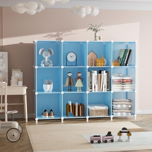 AWTATOS 12 Cube Storage Organizer, Closet Organizers Storage Shelves, Blue - Image 4