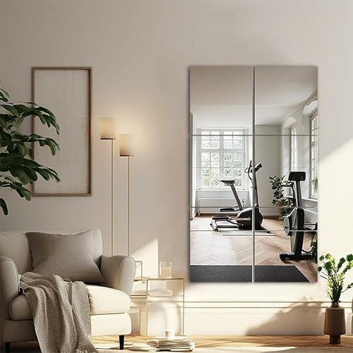 3 PCS Wall Mirror Tiles, Upgrade Shatterproof Self-Adhesive Full Length Mirror for Bedroom, Bathroom, Home Gym - Frameless Acrylic Tiles for Home Decor 17.8'' x 12'' - Image 5