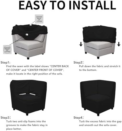 Easy-Going Stretch Soft Sectional Corner Sofa Couch Slipcover Black - Image 5