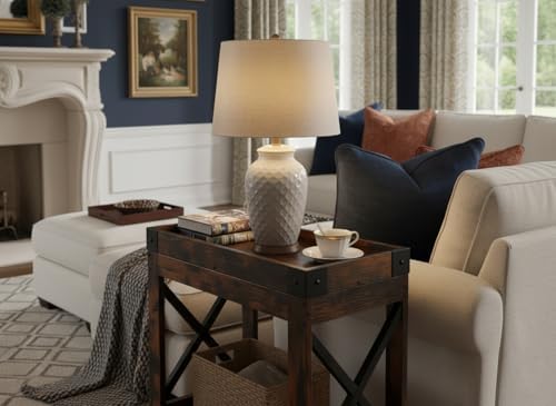 Narrow End Table, Rustic Brown, Industrial Style - Image 5