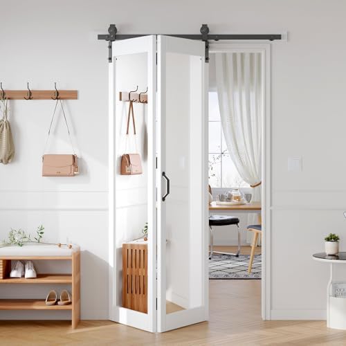 FREDBECK Bifold Mirror Barn Door 48x84 Hardware Included for Closet,1 Panel by FREDBECK