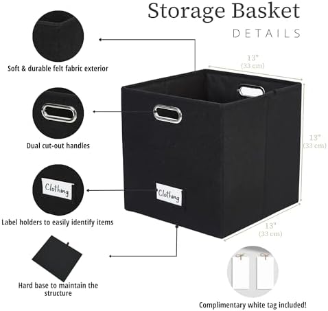 DECOMOMO Felt Storage Bins, 13 inch Cube Storage Bin with Labels - Image 3
