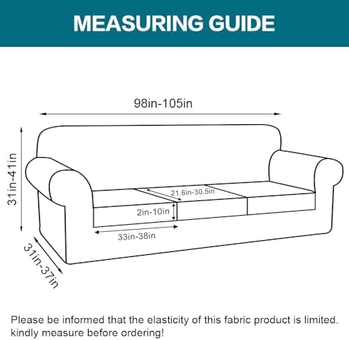 Turquoize 4 Piece Sofa Covers for 3 Cushion Couch Sofa Slipcover Soft Couch Cover for Dogs-Washable Sofa Furniture Covers with 3 Individual Large Cushion Covers, Feature Thick Fabric (XL Sofa, Sand) - Image 2