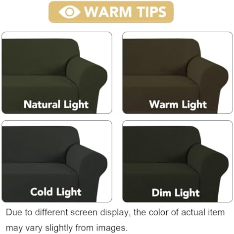 H.VERSAILTEX Stretch Couch Covers for Sofa 1 Piece Slipcovers for Couches and Sofas 3 Seater Couch Cover Feature Thick Checked Jacquard Fabric with Elastic Bottom(Large Sofa 90"-100" Wide, Olive) - Image 3
