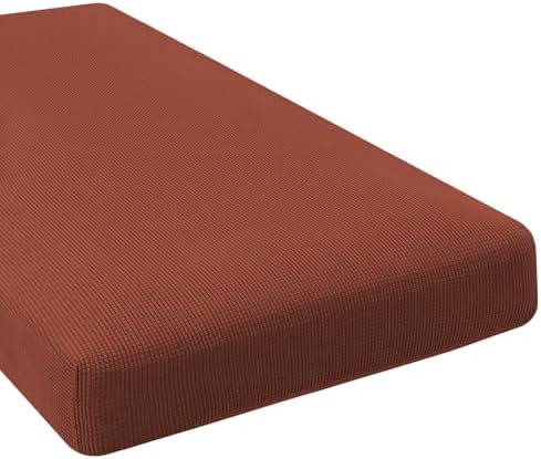 H.VERSAILTEX Super Stretch Individual Chaise Cover Sectional Couch Covers for L Shaped Sofa Both Left/Right Featuring Thick Jacquard Textured Twill Fabric (1 Piece Chaise Cover, Rust) by HVERSAILTEX