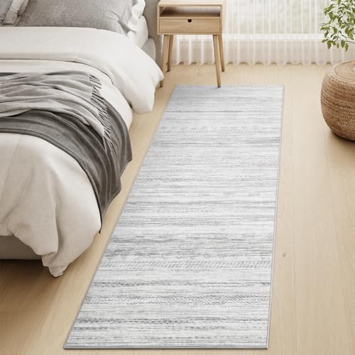 2x8 Runner Rug Machine Washable Non Slip Area Rug Distressed Neutral Moroccan Boho Rug Ultra Soft Floor Runners for Hallways for Entryway Laundry Room Kitchen, Grey - Image 4