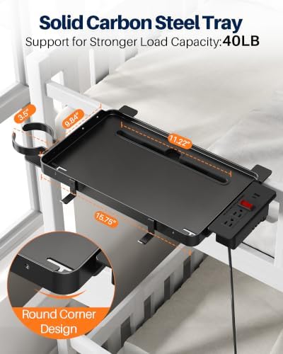 Foldable Bedside Shelf with Outlet for Dorm Bunk Bed & Top Bunk - Image 5