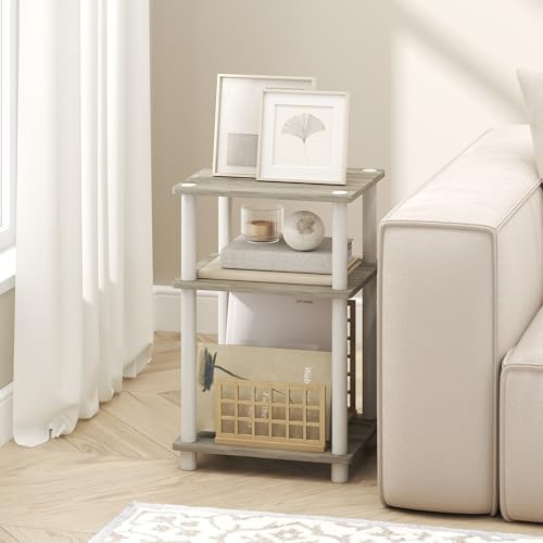 Furinno Turn-N-Tube 3-Tier Toolless Side Table, Compact, Light Oak - Image 2