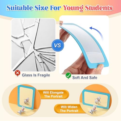 Dandat 10 Pcs 6x4 Shatter Proof Unbreakable Kids Mirrors, Pastel Colors - Image 3