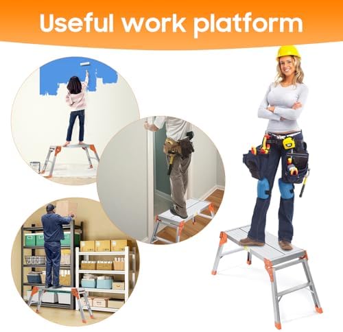 LEADALLWAY Aluminum Work Platform Step Ladder, 30"x12"x20" - Image 6