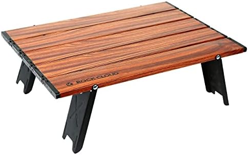 ROCK CLOUD Portable Beach Table Aluminum Ultralight Folding Camping Table, Wood Grain by ROCKCLOUD