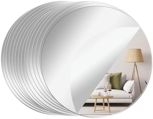 14 Pcs Acrylic Round Mirror for Tables Centerpieces, 8 inch Circle Mirror Tiles Tray for Wedding Wall Home Living Room Bedroom Decor, Small for Crafts (8in/20cm) by CEUQIESO