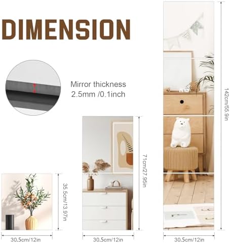 14 x 12'' x 1Pcs Acrylic Mirror Sheets for Wall Decor, 2.5mm Thick - Image 2