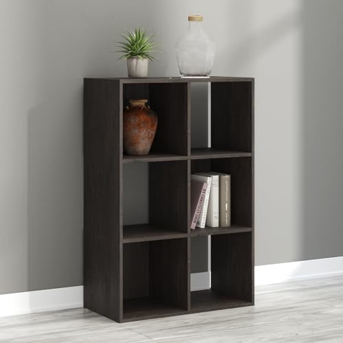 Signature Design by Ashley Piperton 6 Cube Storage Organizer, Freestanding Cubby Bookshelf, Engineered Wood and Decorative Laminate for Playrooms and Offices, Charcoal, 24" W x 36" H - Image 2