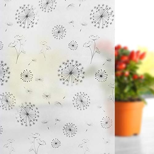 FILMGOO Window Privacy Film 4D Decorative Stained Glass Decals Static Cling Window Sticker Non-Adhesive (Dandelion,17.5 Inch x 6.5 Feet) by FILMGOO