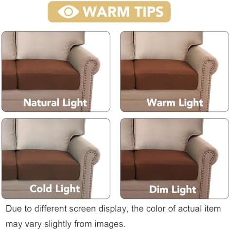H.VERSAILTEX Super Stretch Individual Seat Cushion Covers - Sofa & Couch Cushion Slipcover Sets - Thick Jacquard Textured Twill Fabric (3 Piece, Caramel) - Image 6