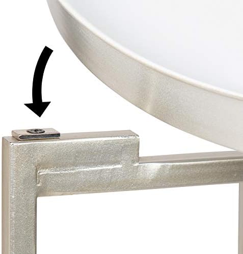 Kate and Laurel Celia Round Metal Foldable Tray Accent Table, White with Silver Base - Image 6