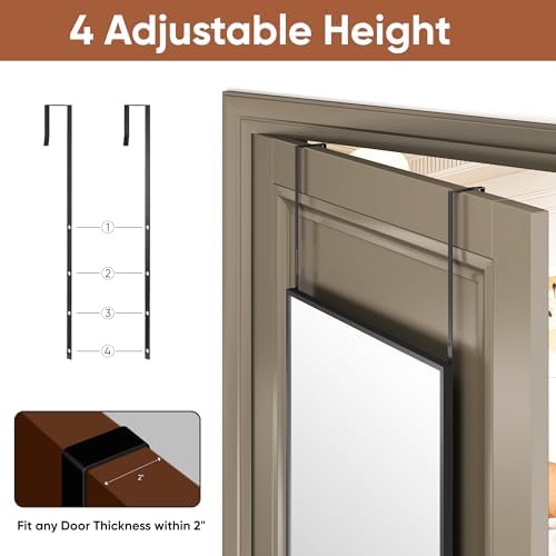 Antok 48" x 14" Full Length Over-the-Door Mirror, Hanging Mirror, Black - Image 6