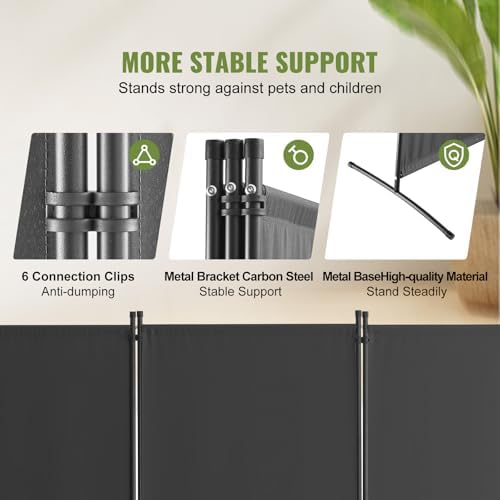 VEVOR Room Divider, 3 Panel Room Dividers and Folding Privacy Screens, Fabric Partition Room Dividers for Office, Bedroom, Dining Room, Study, Freestanding, Grey - Image 3