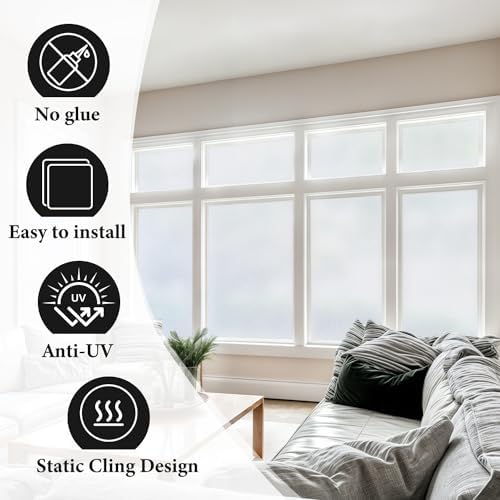 DUOFIRE Window Privacy Film, Frosted Glass Window Film, Pure, 35.4"x78.7" - Image 5