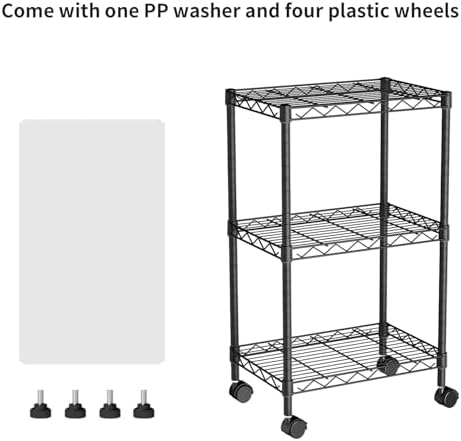 Golpart Small Shelves Storage Wire Metal Adjustable Shelf Unit with Wheels - Image 4