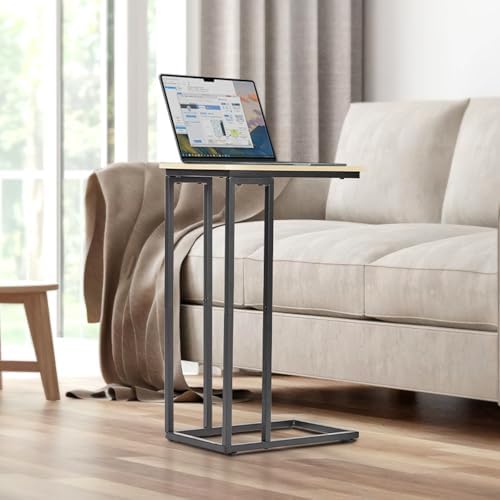C-Shaped End Table - Slim Slide-Under Couch TV Tray Side Table - Image 6